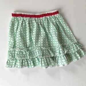 Fireflies & Fairytales Girls Size 5Y Green/White Geometric Cotton Skirt